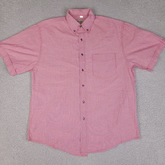 Eddie‎ Bauer Shirt Mens Medium Red Plaid Button Down Short Sleeve Relaxed Fit - Picture 1 of 14
